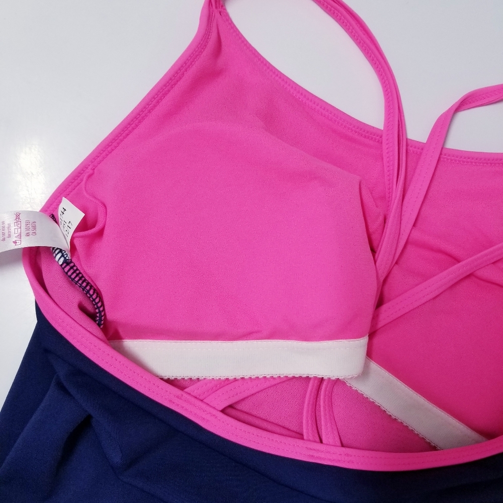 Justice Girls Navy 1pc Swimsuit with Reversible Rainbow Sequin LOVE Detail Sz 14 - Picture 8 of 12
